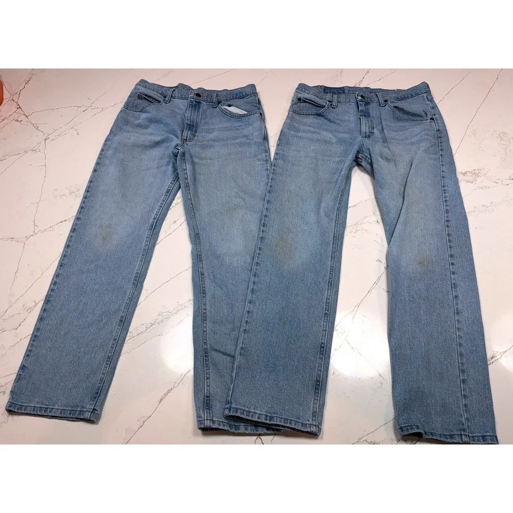 Wrangler Mens Work Jeans 32x30 Light‎ Wash, Stained
